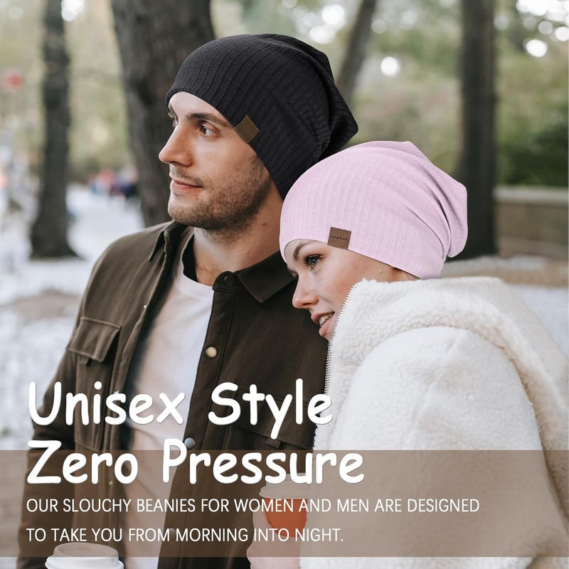 HAMUNI Slouchy Beanie for Men Women Soft Lightweight Running Beanie Hat Chemo Cap Skull Cap - Image 5